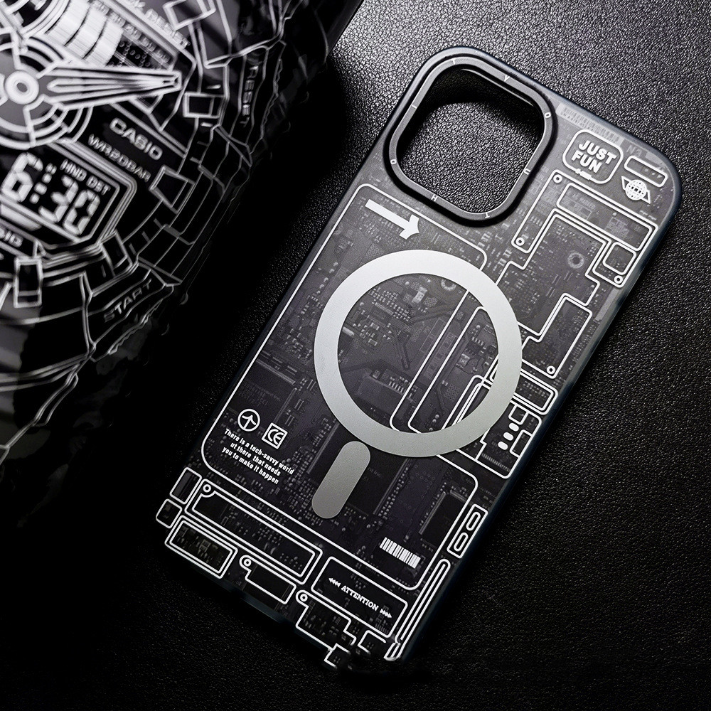 Frosted Magnetic Circuit Board Pattern Phone Case - Image 3