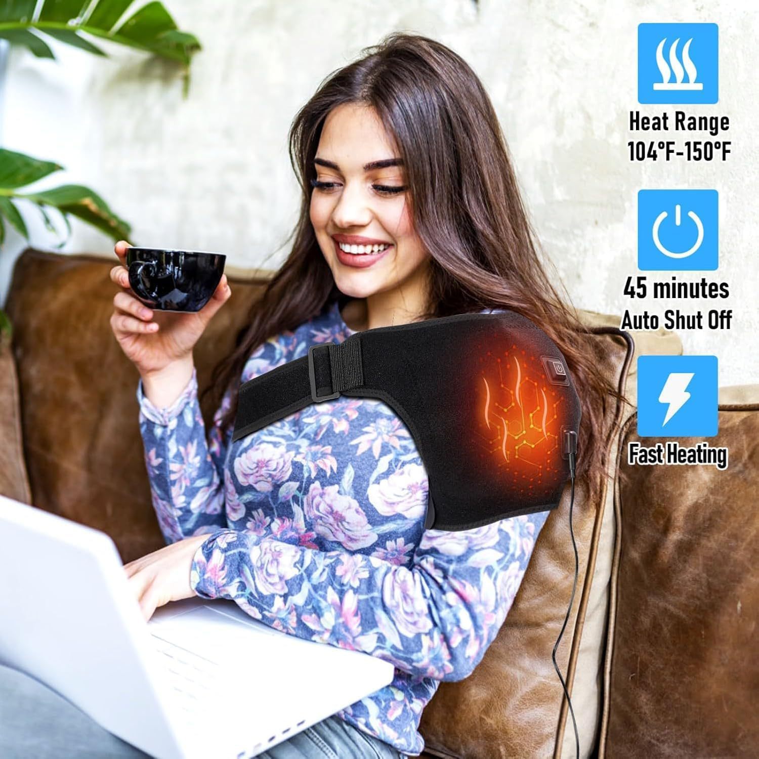 USB Heated Shoulder Wrap  Thermal Shoulder Pad For Neck And Joint Pain Relief, Single Shoulder Heating Pad With Adjustable Warmth For Men And Women