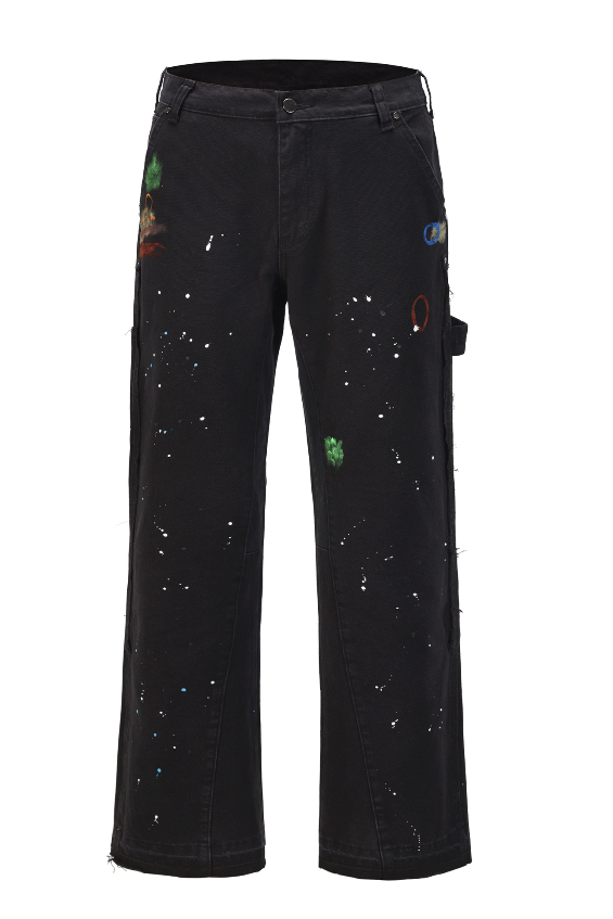 Title 2, Heren Micro-Flare Workwear Jeans met Spattered ...