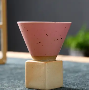 Stoneware Espresso Cup Creative With Base Vintage Ceramic