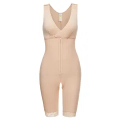 Plus Size Body Shaper Skip Bra Gather Zipper Corset - Skin Tone-S - View 1