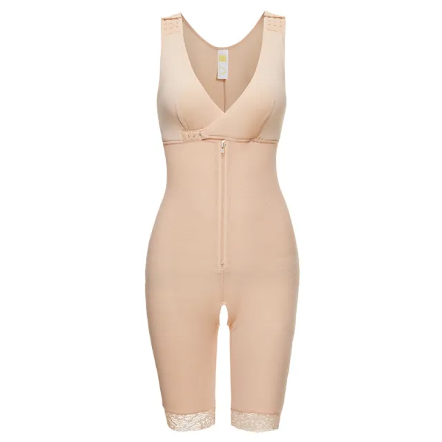 Plus Size Body Shaper Skip Bra Gather Zipper Corset Skin Tone S - Shop at LoveMi