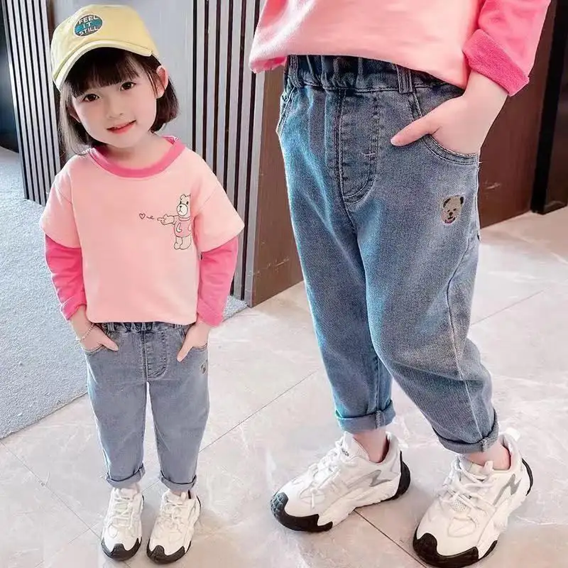 Spring And Autumn Casual Girls Jeans Fashionable
