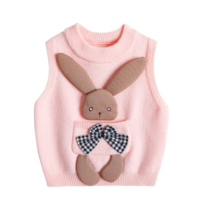 Children's New Baby Girl Knitted Vest Cartoon Sweater