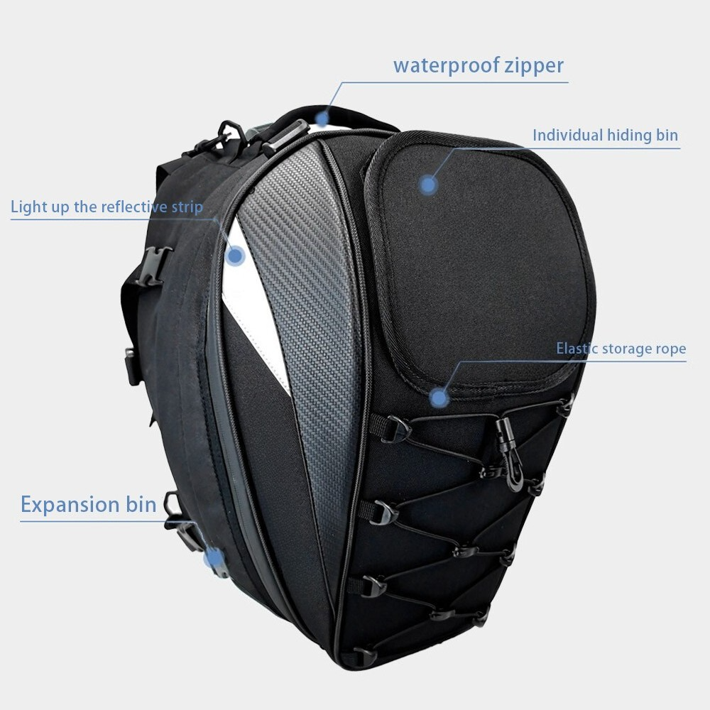 Sac arrière de siège arrière de moto, sac à dos de rangement pour casque de moto – Image 2