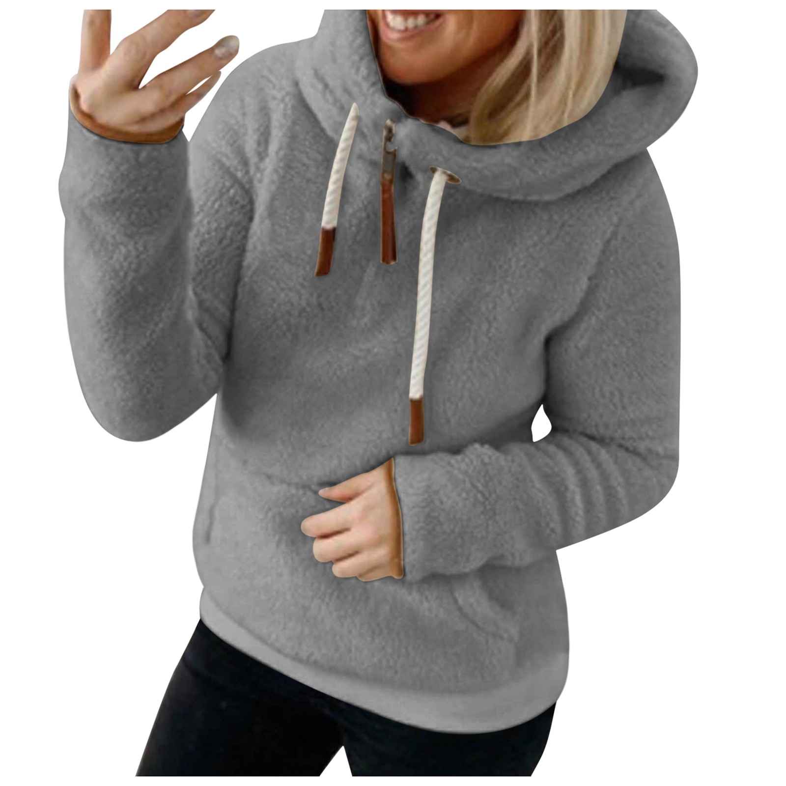 Title 3, Womens Jacket With Hood Pocket Plush Jacket, p...