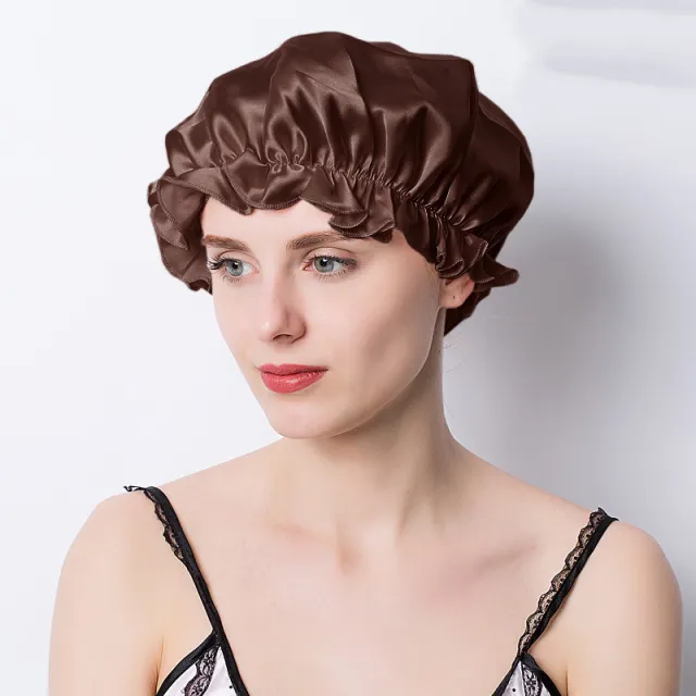 Silk Silkworm Sleeping Hat Hair Protection Coffee - Shop at LoveMi