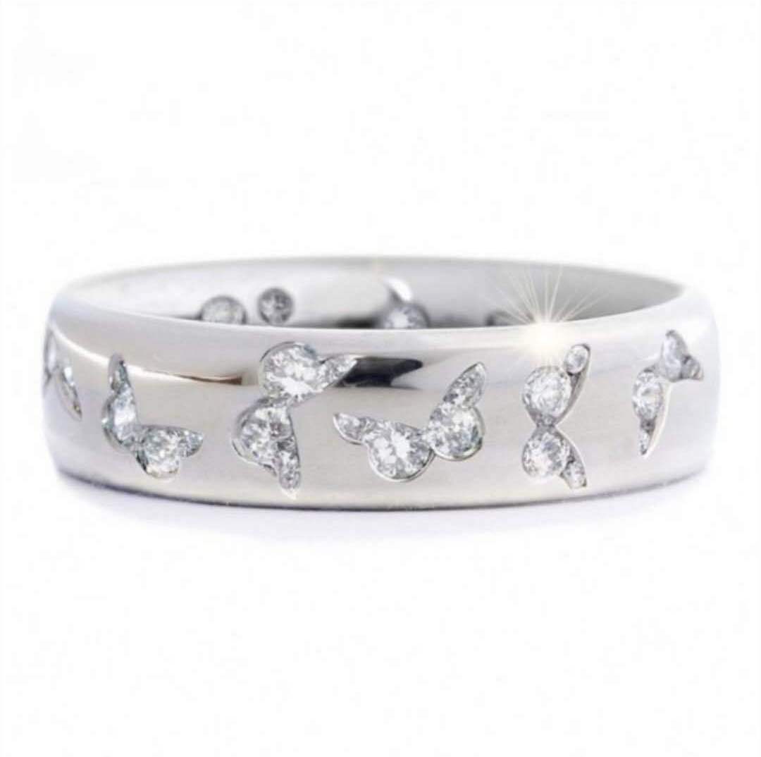 Exquisite Butterfly Inlaid Mixed Color Zircon Ring Personality Cute Wind