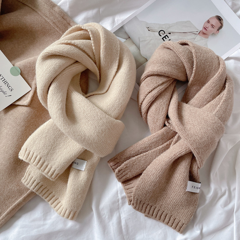 Wool Knitted Scarf Women's Autumn And Winter Thickened Warm