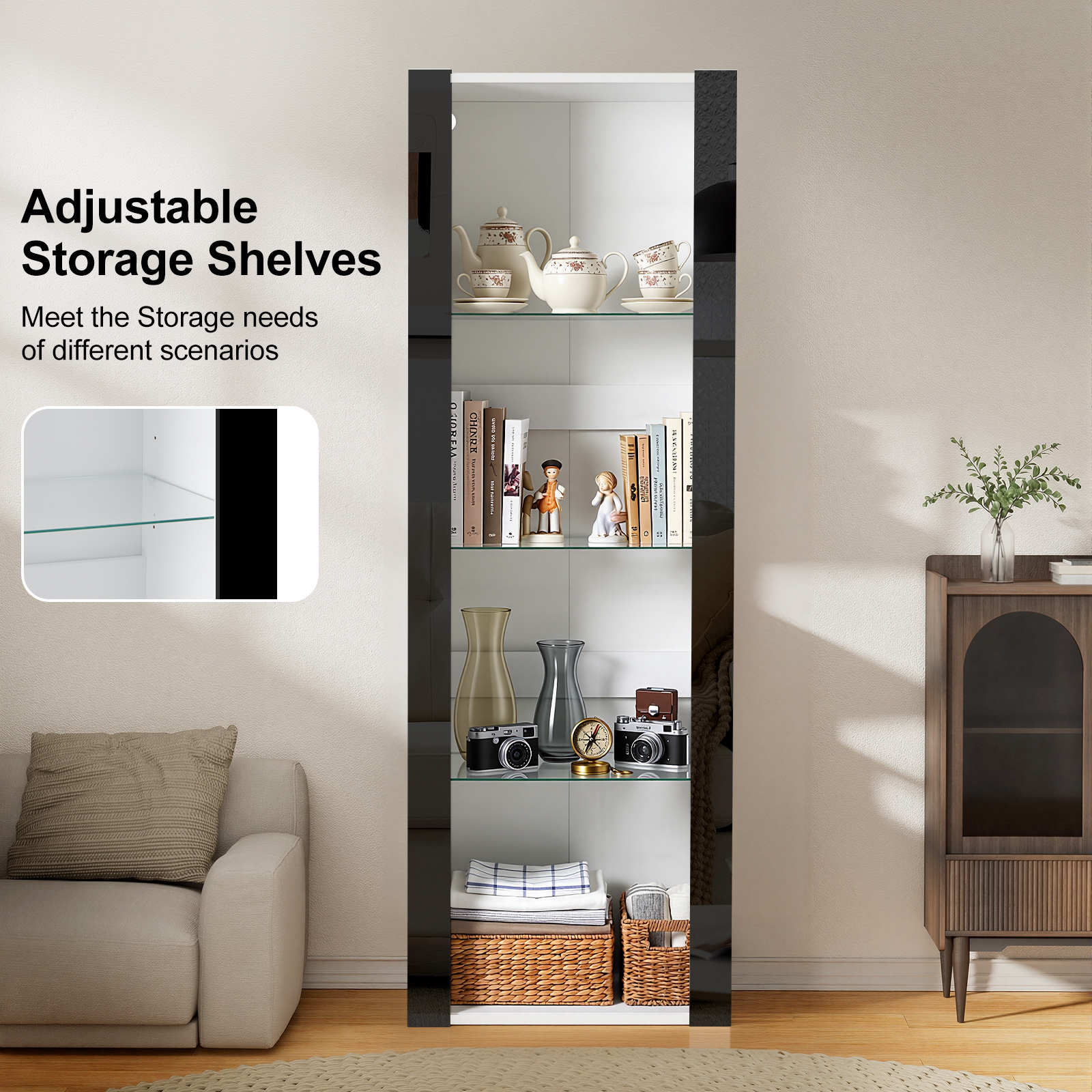 Modern Living Room Cupboard,Display Unit Cabinet Sideboard Free Standing — image 2