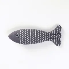 Cat Toy Funny Cat Linen Fish Pillow Self-hey Cat - Navy - View 1