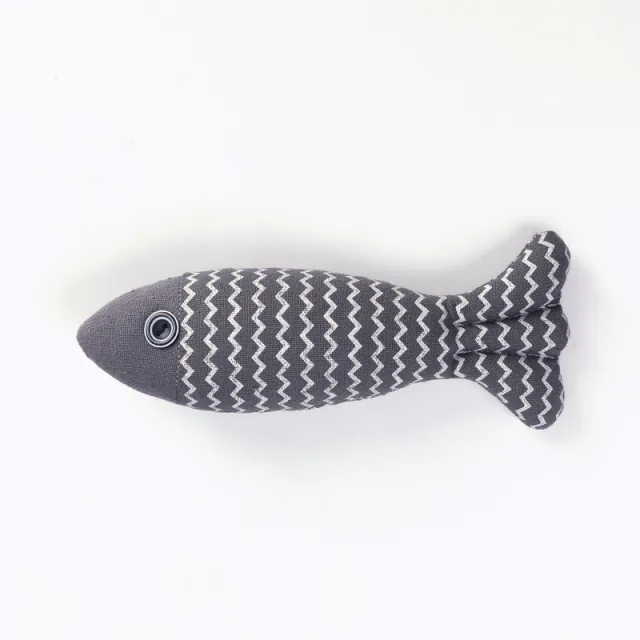 Cat Toy Funny Cat Linen Fish Pillow Self hey Cat Navy - Shop at LoveMi