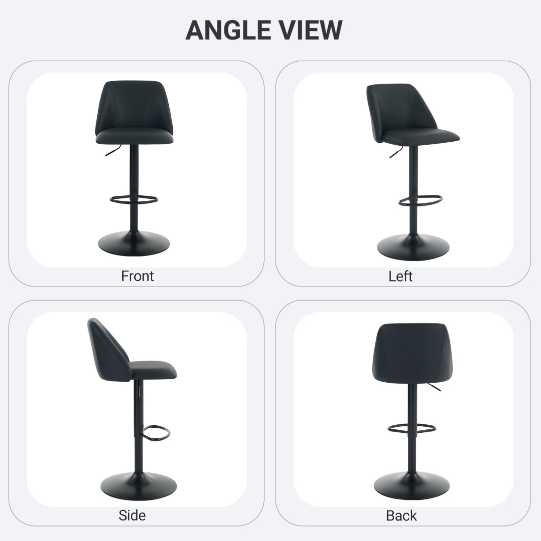 Swivel Bar Stools Upholstered Adjustable Barstools Counter Heigh For Bar, Dining Room, Set Of 1, Beige image 13