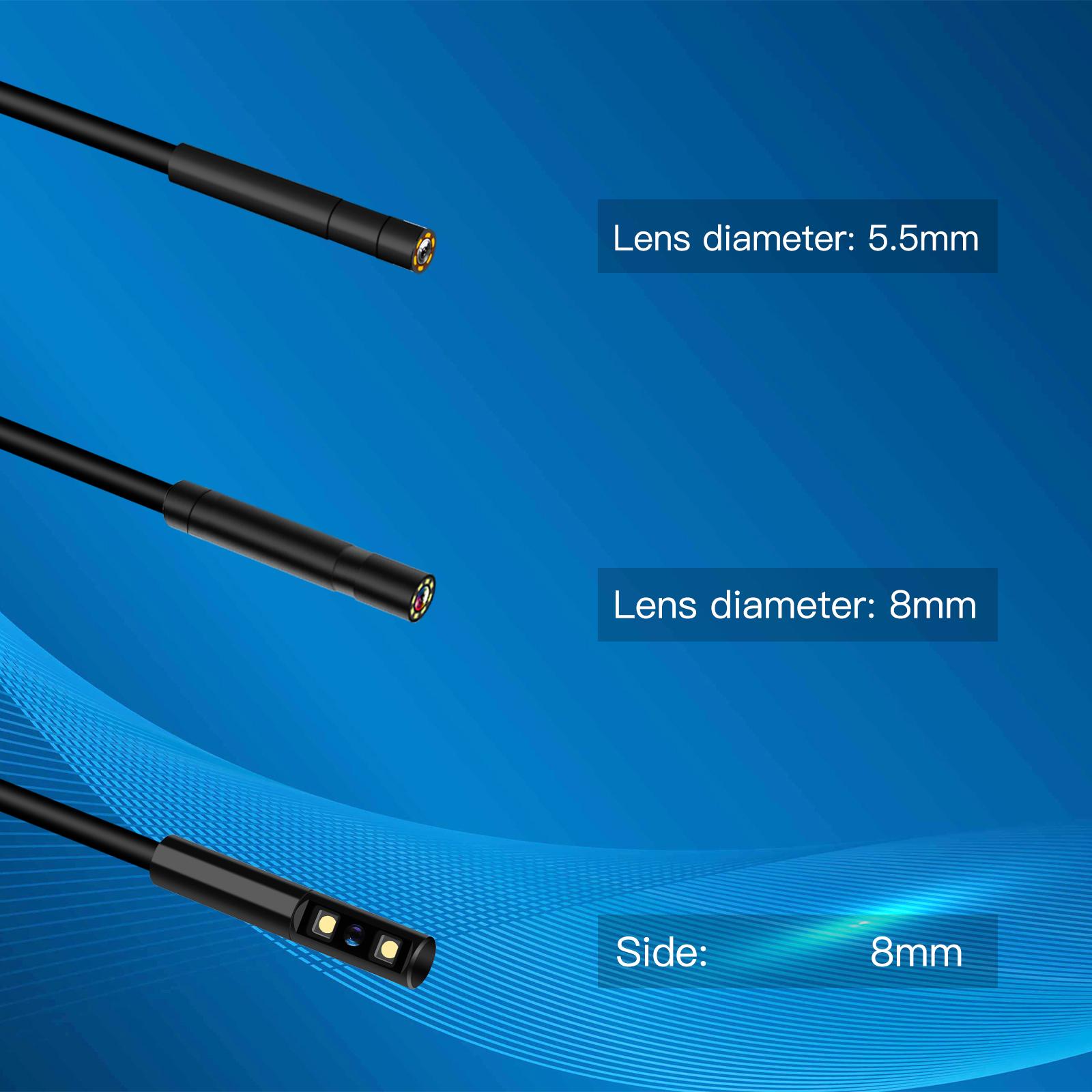 HD Dual-Lens Waterproof Endoscope Camera With Built-in Lights  Inspection Endoscope