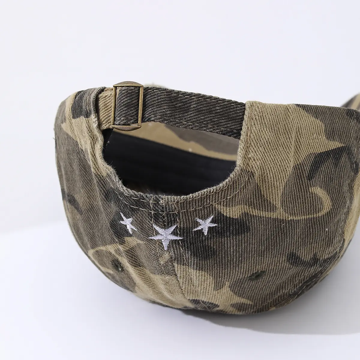 Camouflage Embroidered English Letters Beveled Frayed Washed Vintage Retro Casual Baseball Cap Suitable For Outdoor Activities, Street Dates