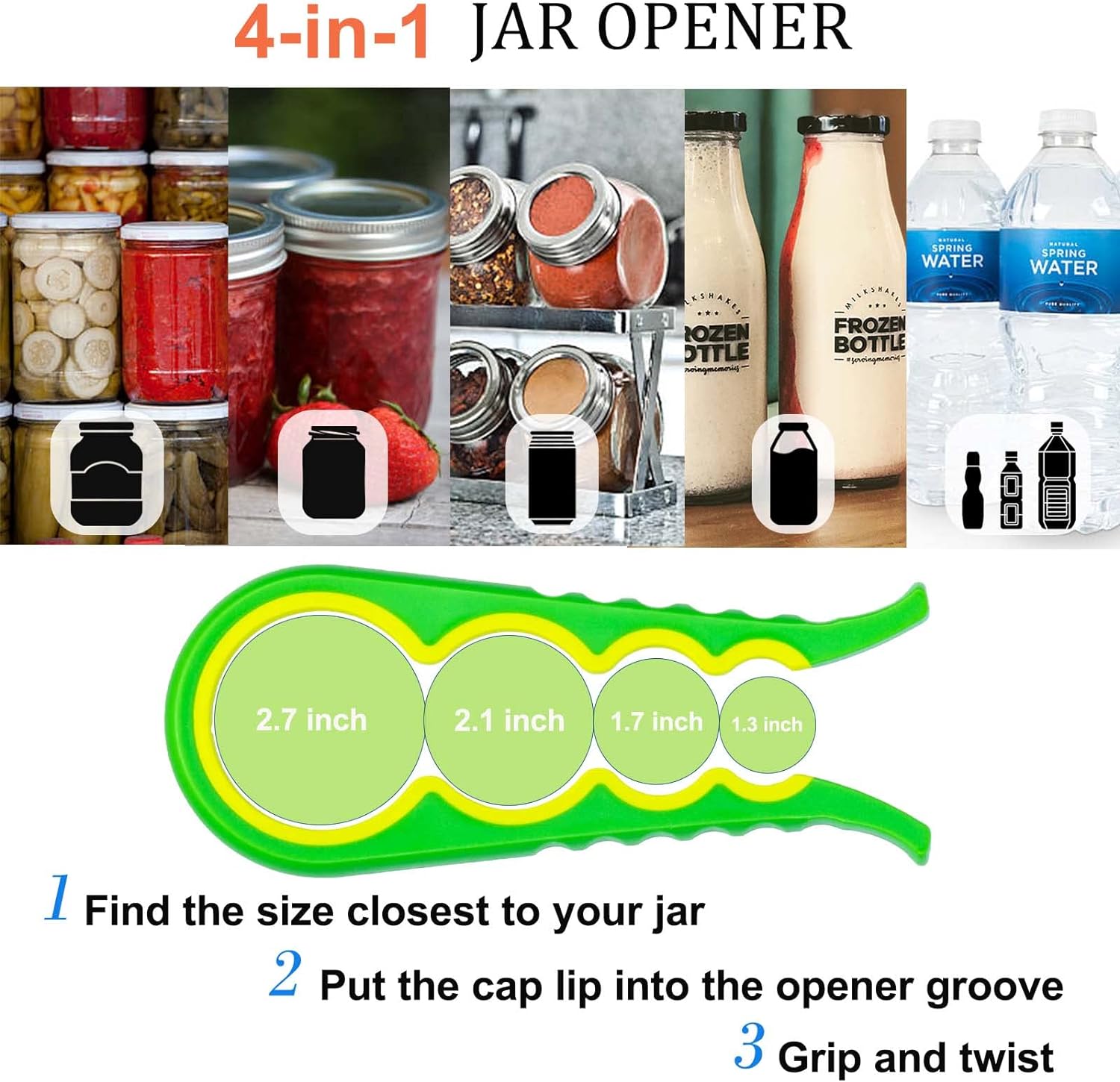 4 In 1 Can Opener Multifunctional Jar Opener Bottle Opener Non Slip Jar Bottle Opener Random Color