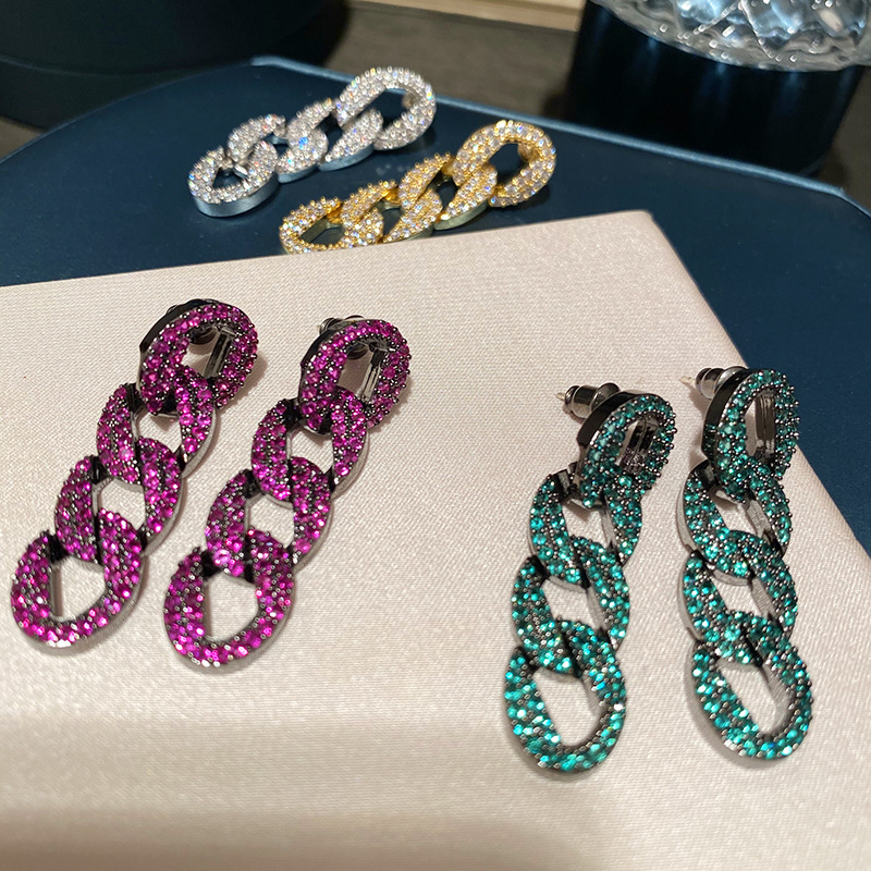 European And American Color Chain Earrings Trendy And Simple