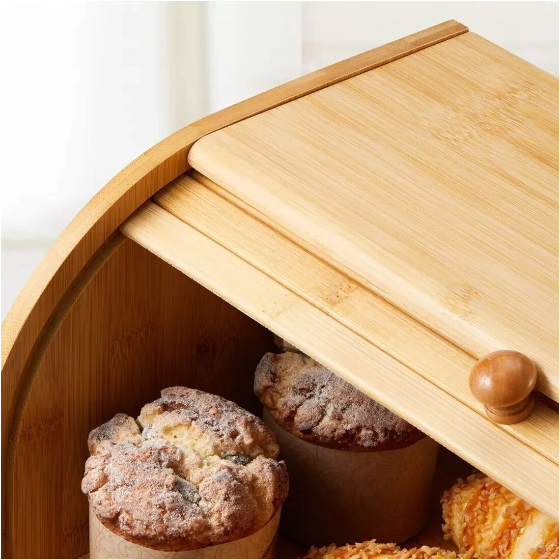 Bread Bin 2 Tiers Double Layer Box Slide Roll Top Food Storage Rack Home Kitchen — image 8