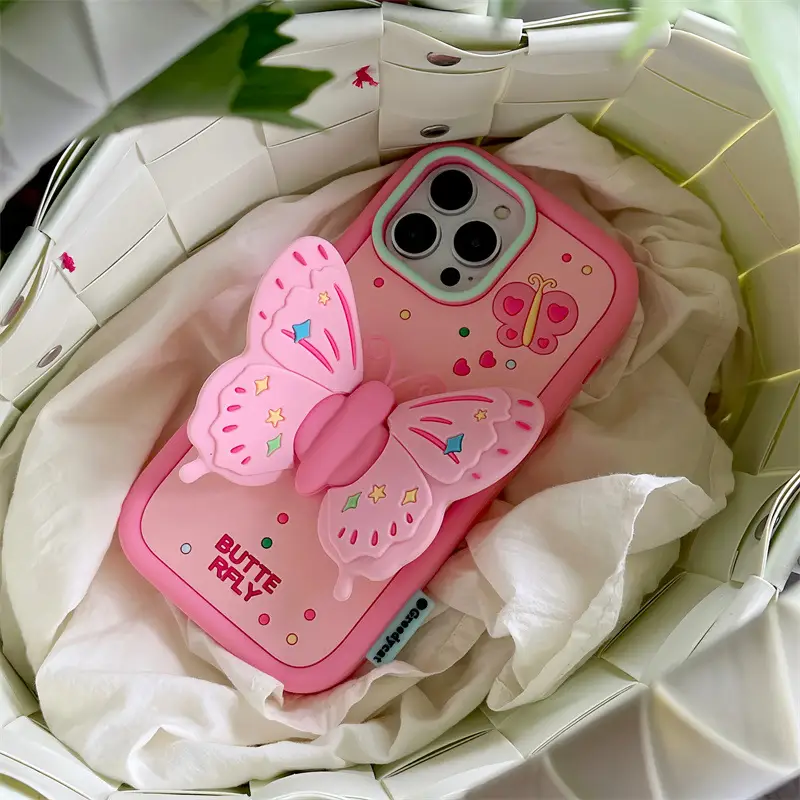Butterfly Creative Folding Bracket Silicone Phone Case