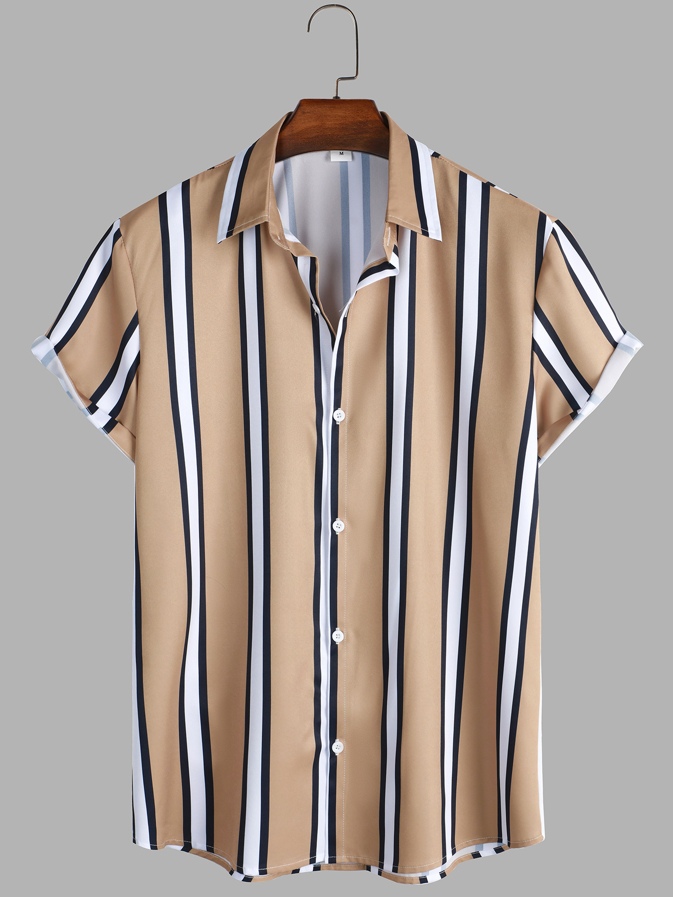 Title 6, Mens striped casual shirt with digital printin...