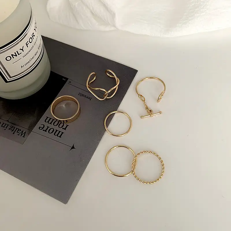 Six Piece Set Of Cool Style Niche Design Knuckle Ring