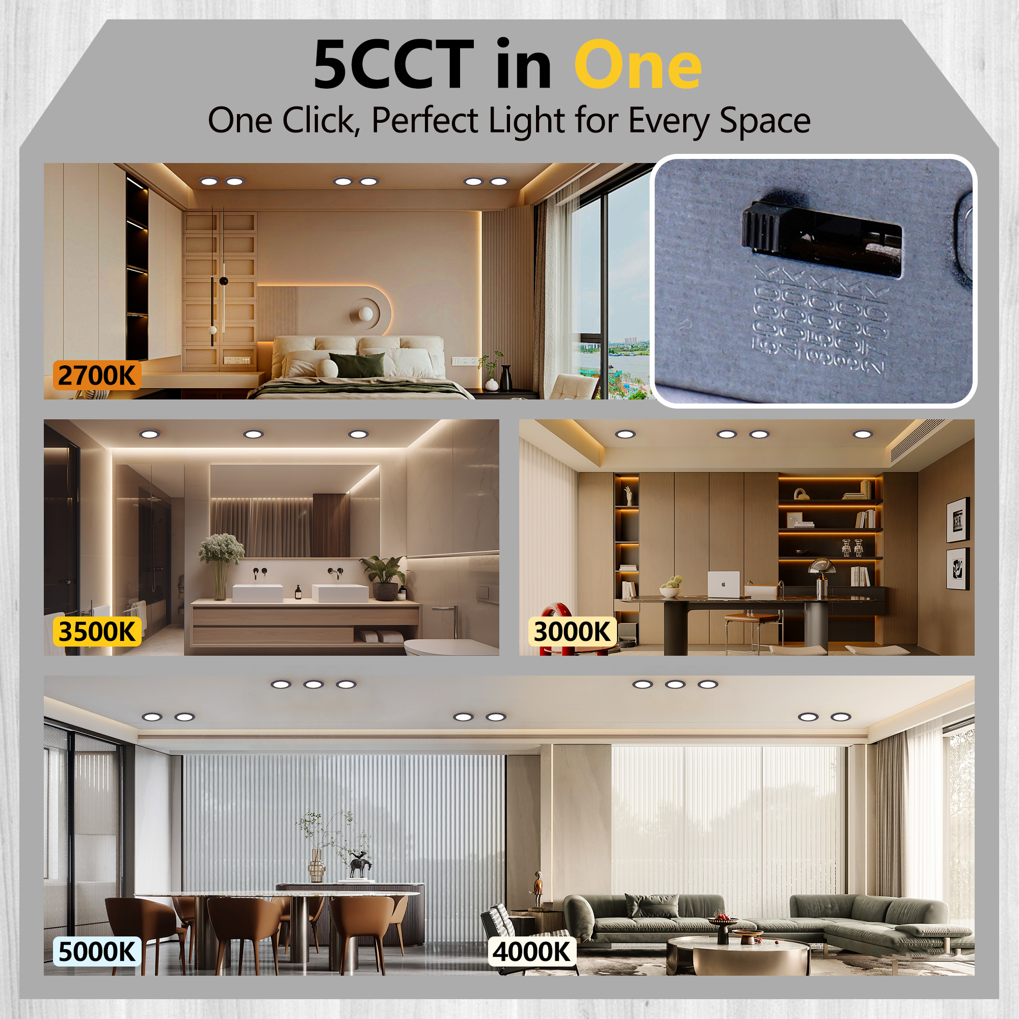 6 Pack 6 Inch Black LED Recessed Light, Dimmable, 2700K-5000K 5CCT, 1200LM High... 4