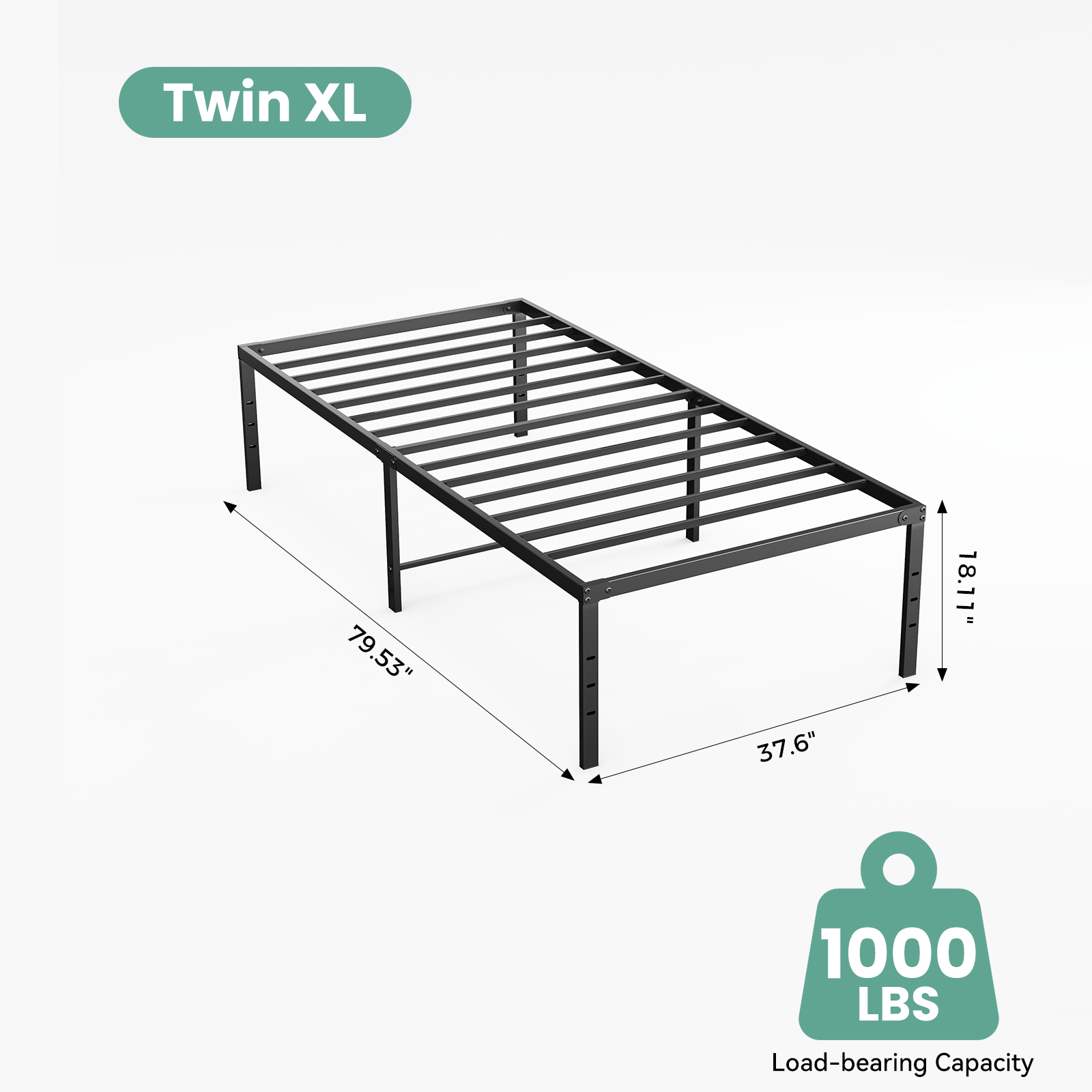 Sturdy And Durable Metal Base Frame, Noiseless Sturdy Steel Crossbars, Under-bed Storage Space, No Need For Box Springs