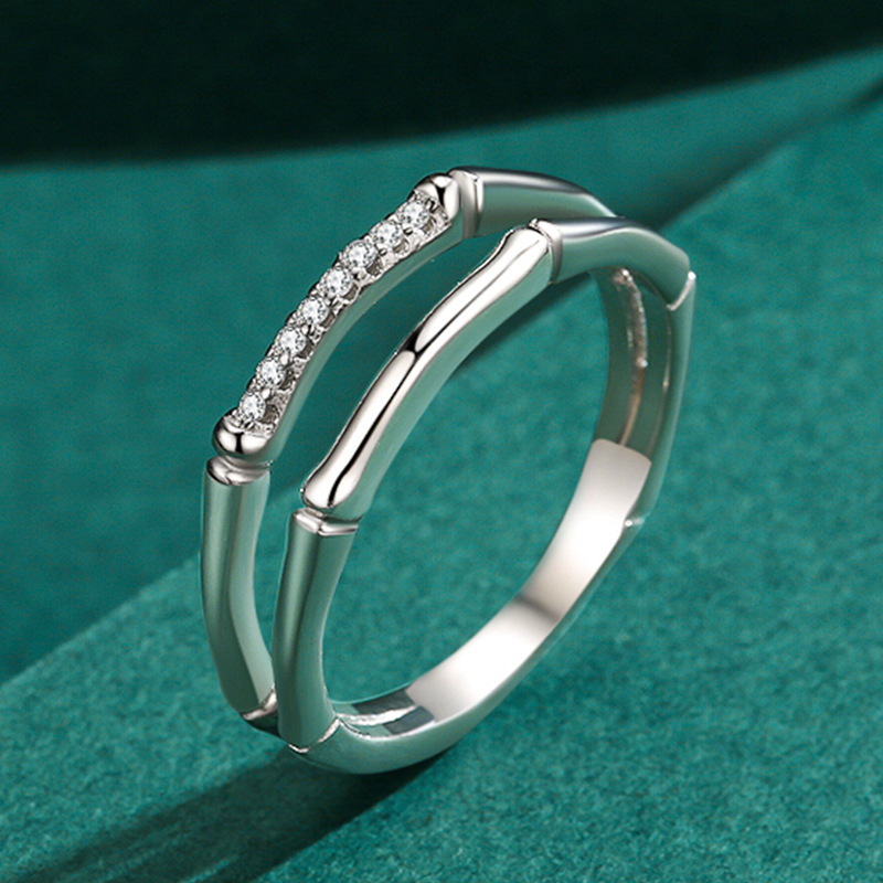 Small Sterling Silver Ring With Micro Diamonds