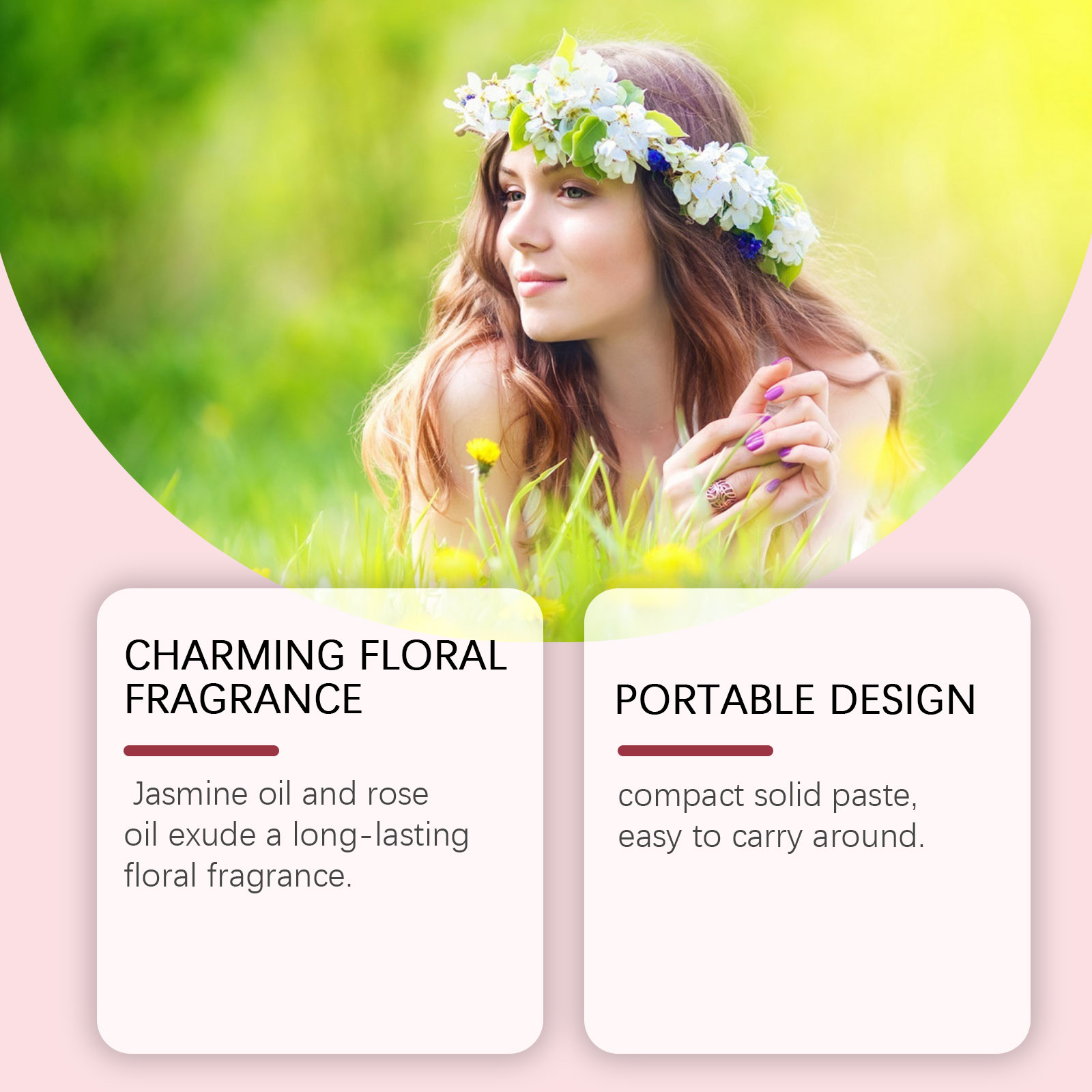 Women Floral Solid Perfume, Long Lasting Light Fragrance Portable Solid Scent Balm — foto 5
