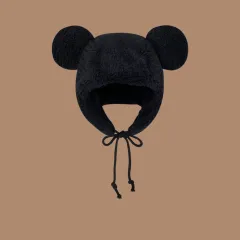 Warm With Velvet Lambswool Hat - Black - View 1