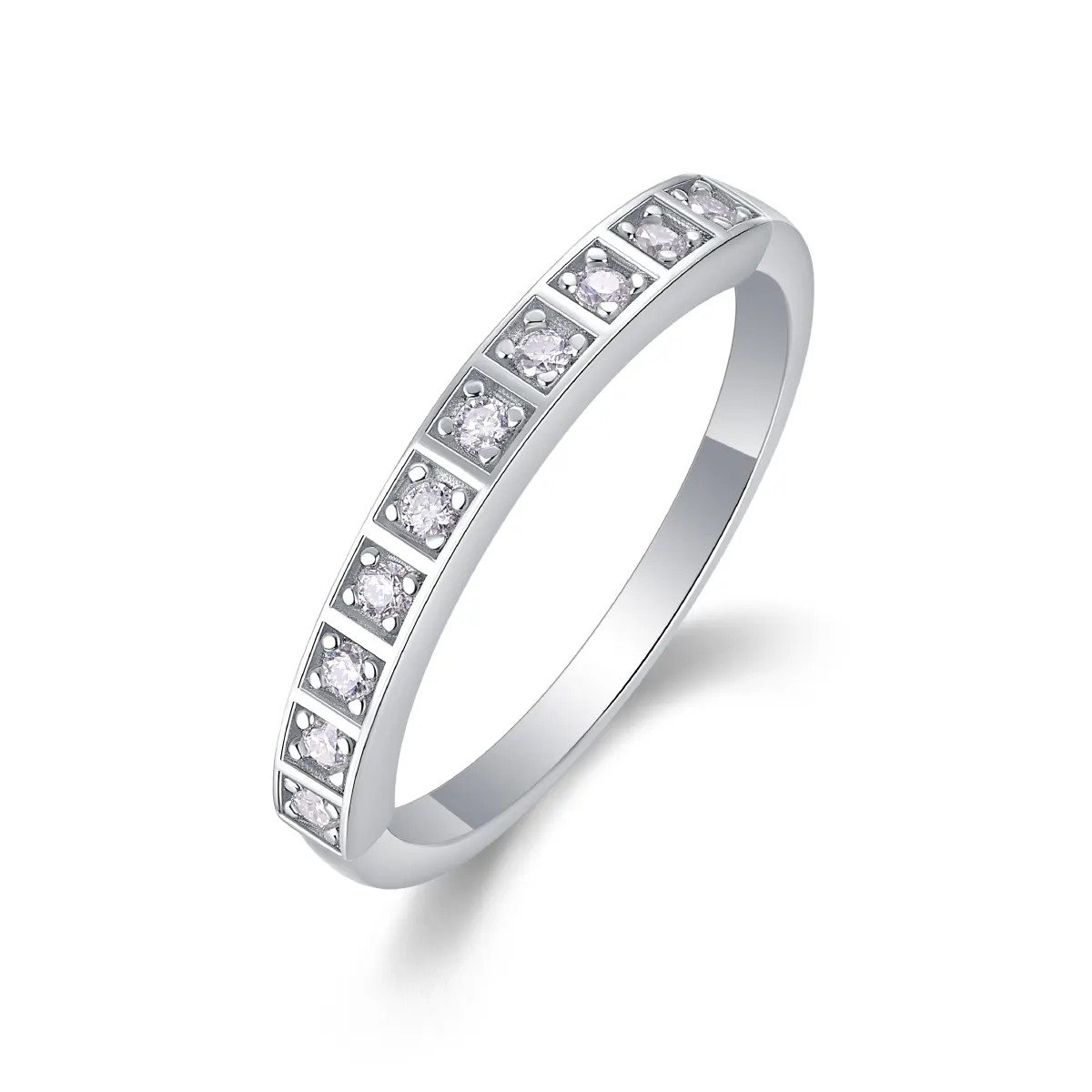 S925 Silver 1.6g Platinum Plated Moissanite Ring