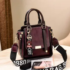 Bag Female Summer New Portable Small Bag Korean Retro Wide Shoulder Strap One-shoulder Messenger Bag - Maroon - View 1