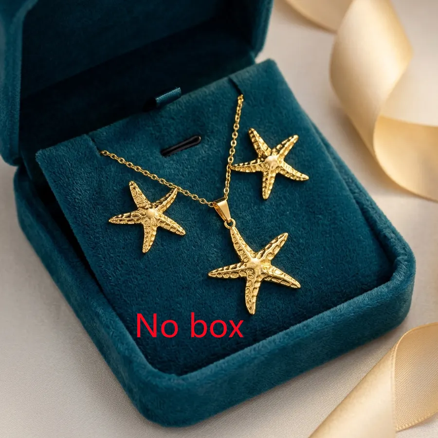 Summer Ocean Starfish Jewelry Set Gold Tone