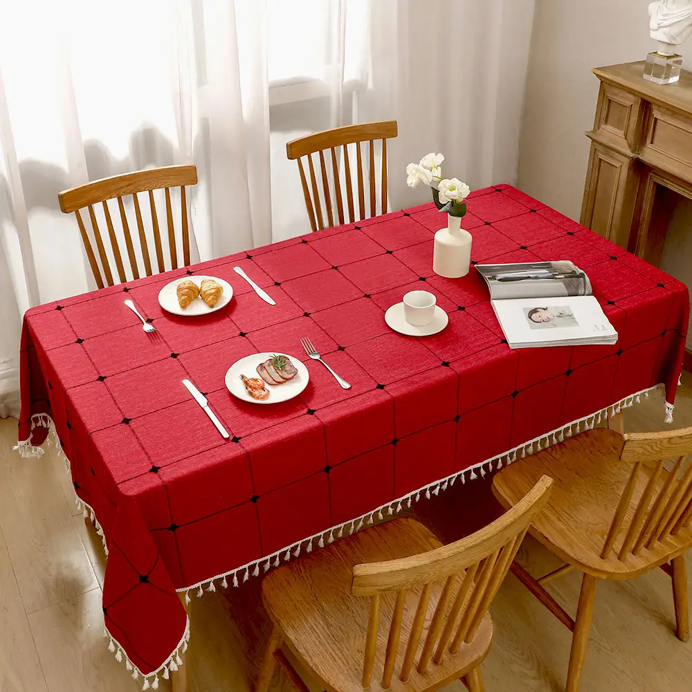 Cotton Linen Tablecloth Farmhouse Decor Waterproof Table
