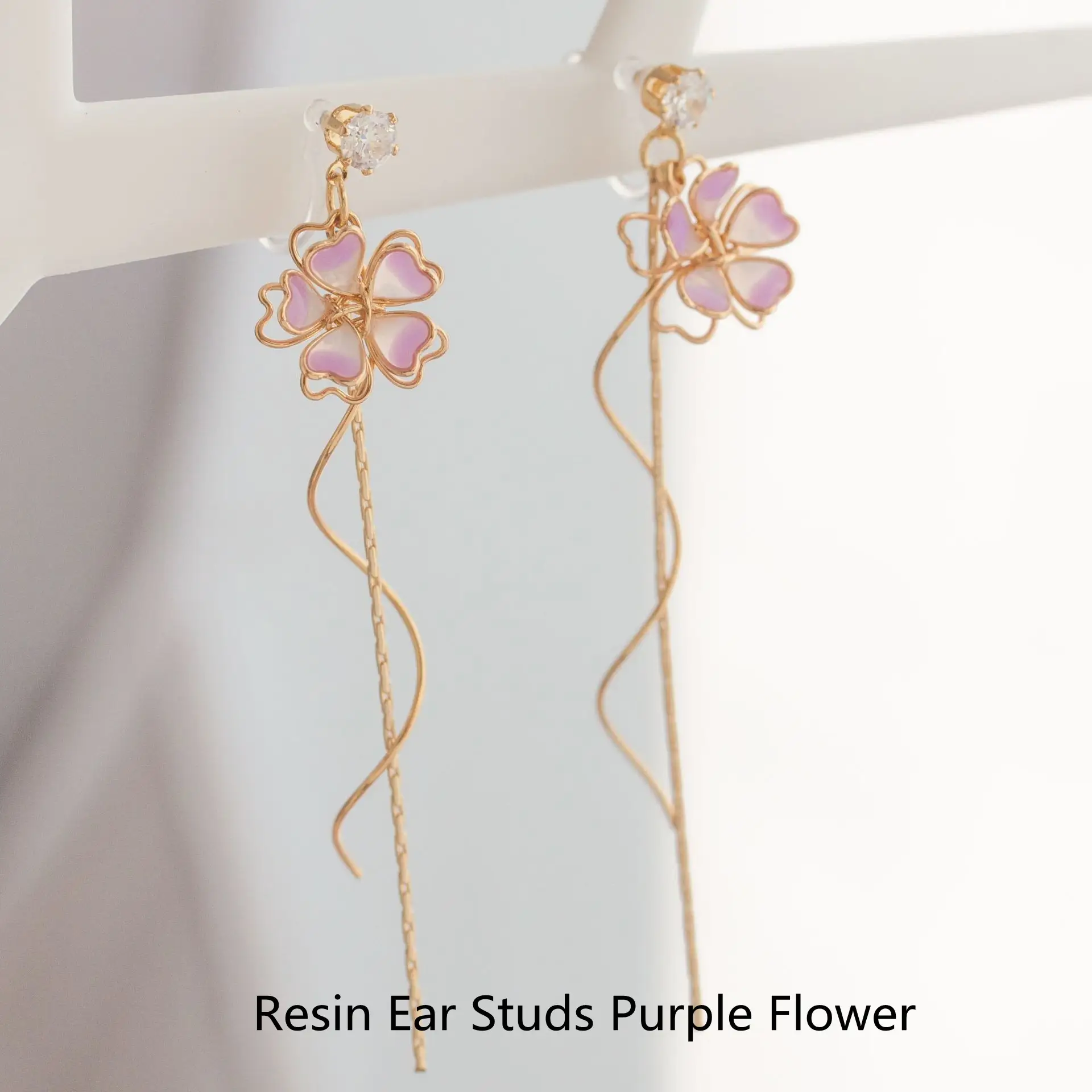 Japanese Sakura Fairy Temperament Tassel Spiral Chain Earrings Girl