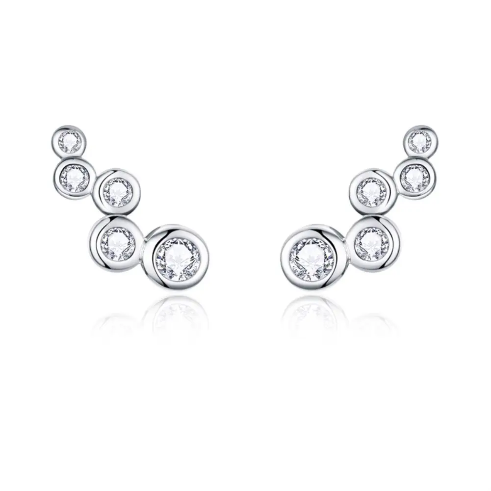 Women's Sterling Silver Fashion Pearl Personalized Earrings With Diamonds