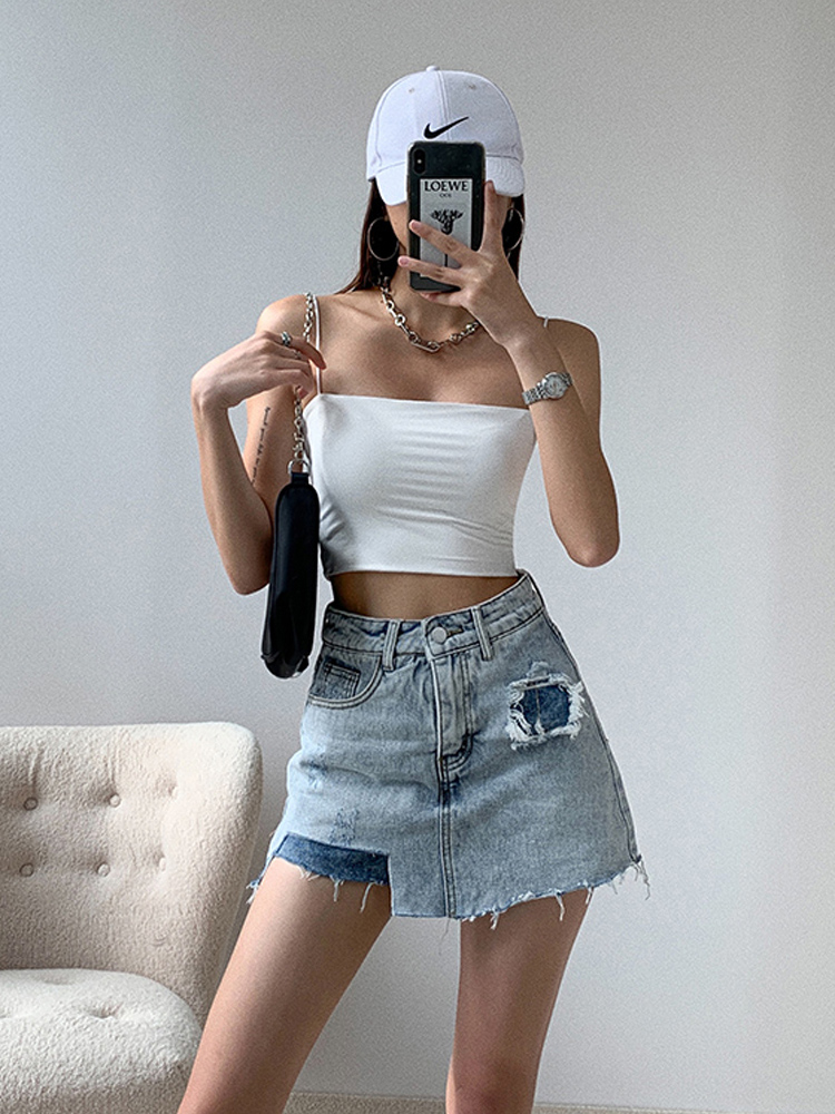 Denim Skirt Female Summer Plus Size Korean Version Was Thin And Asymmetrical