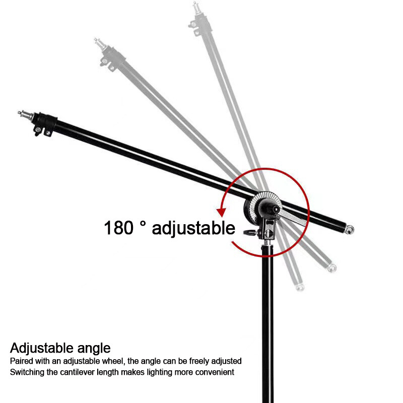 Studio Photo Video Light Stand Telescopic Boom Arm Holder 360 With Sandbag -UK