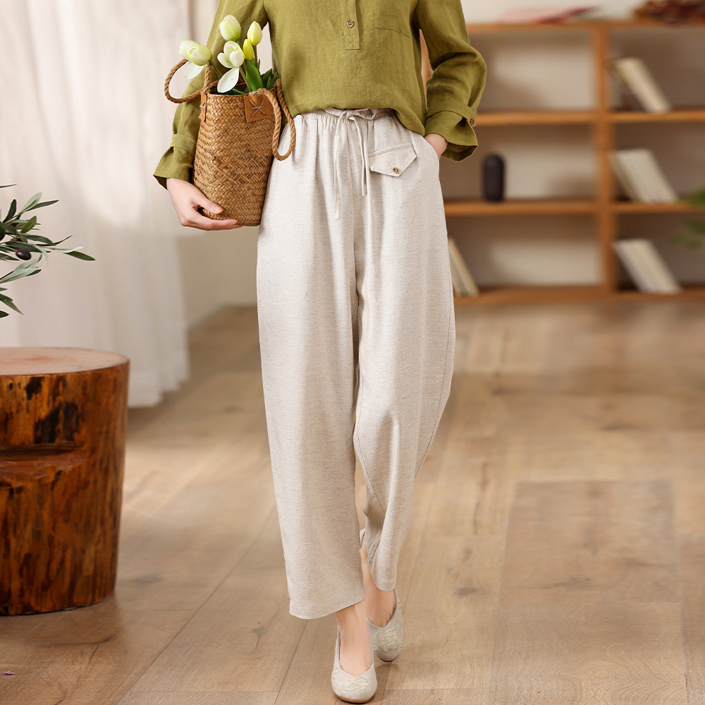 Women's New Cotton Linen Loose Casual Straight Pants