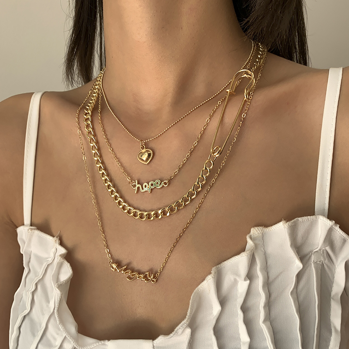 European And American Cross-border Simple Ins Style Heart-shaped Clavicle Chain Necklace