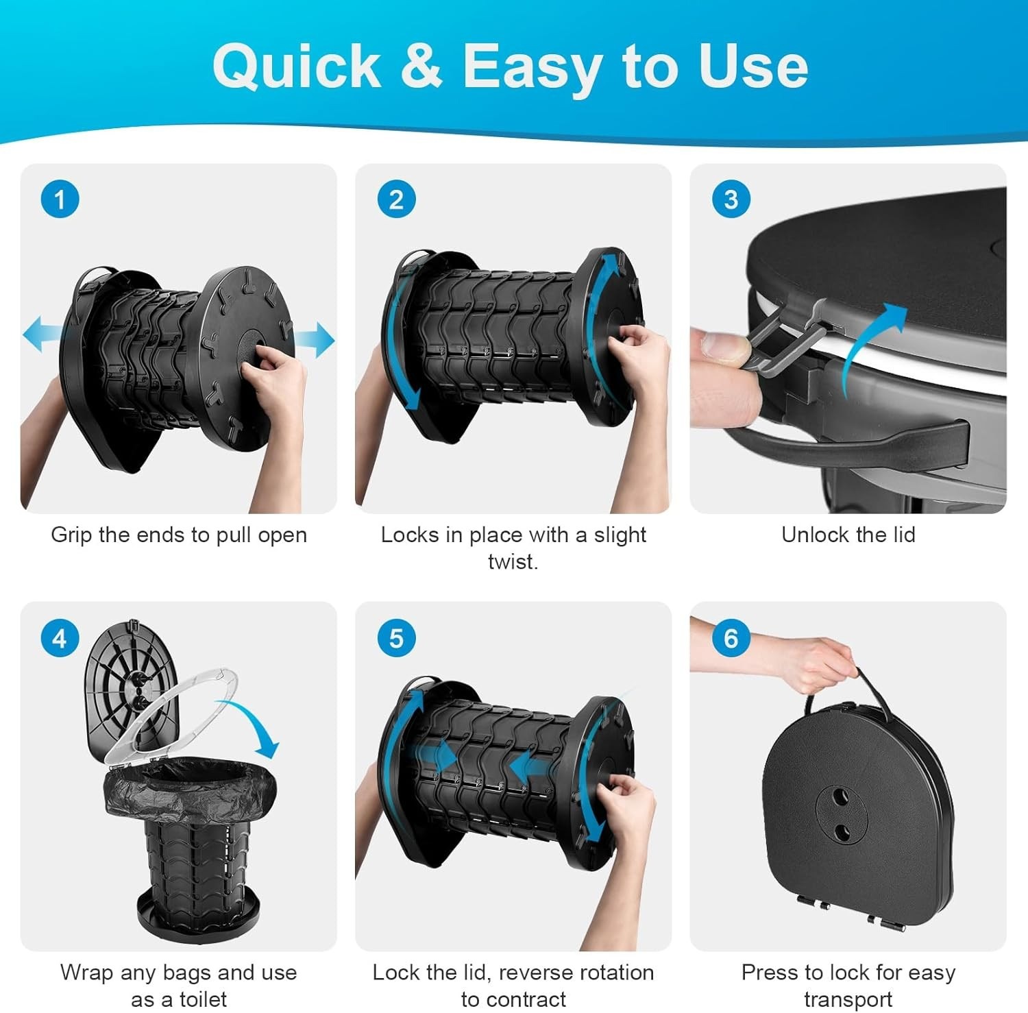 Portable Folding Camping Toilet Compact Potty Loo Caravan Picnic Fishing — image 12