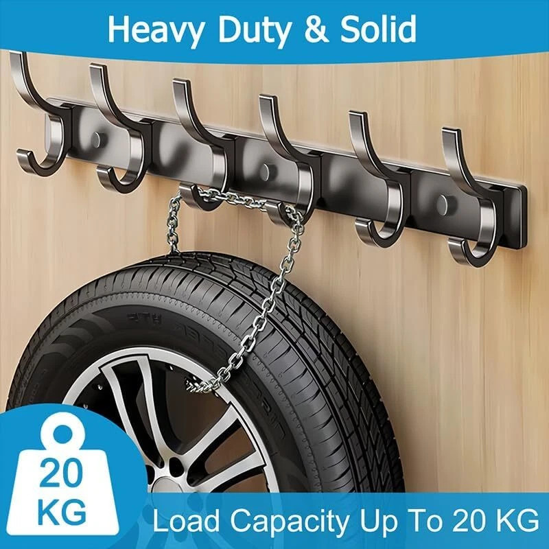 12 Hooks Aluminum Key Coat Clothes Door Holder Rack Hook Wall Mounted Hanger — image 5