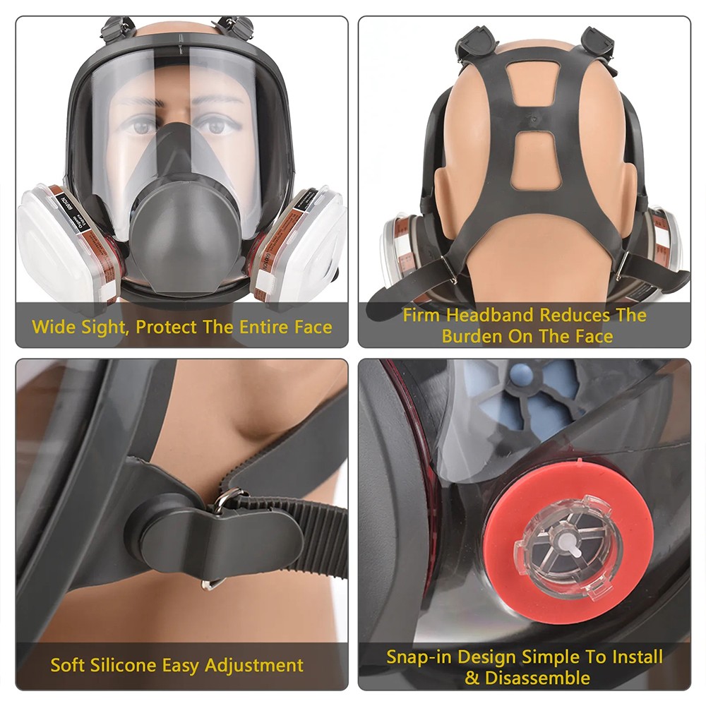 6800 Full Face 15 IN 1 Gas Mask Chemical Vapor Paint Spray Respirator 95 Filter