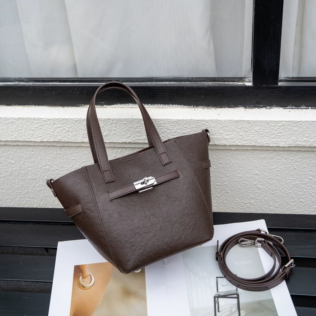 Custom Cross-Border Top-Grain Vegetable-Tanned Leather Basket Bag, Large-Capacity Commuter Elegant Women's Genuine Leather Handbag 3