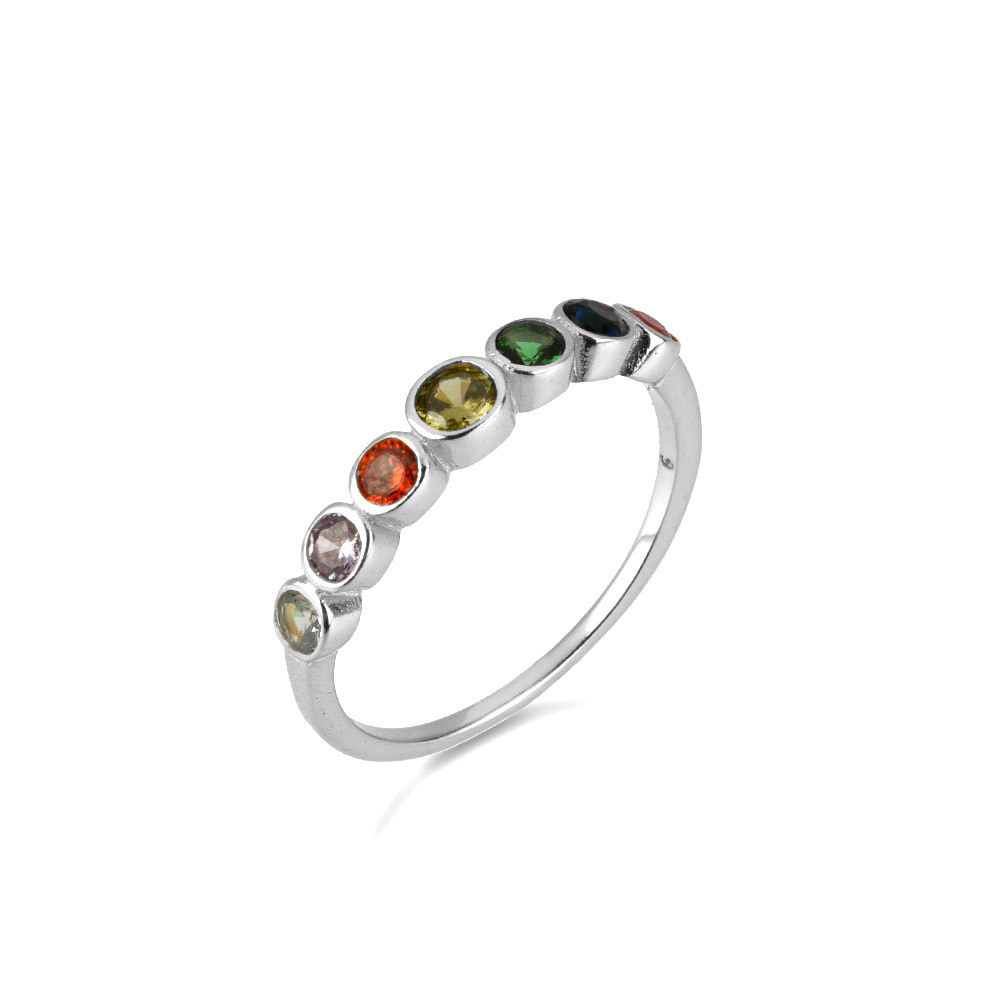 Title 6, New S925 Sterling Silver Rainbow Zircon Ring Fo...