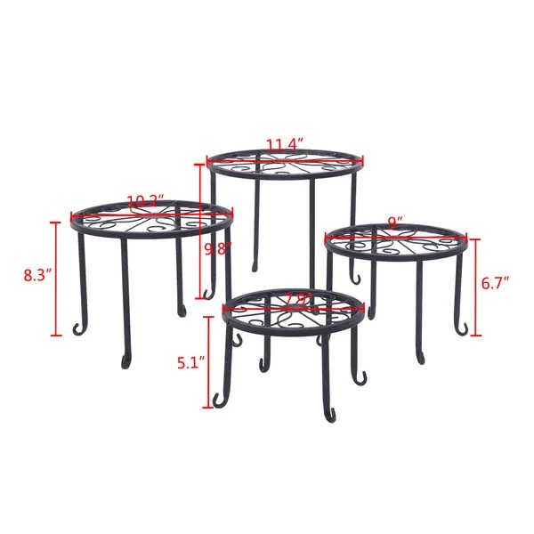 Metal Plant Stand 4 In 1 Potted Irons Planter Supports Floor Flower Pot Round Rack Display image 4