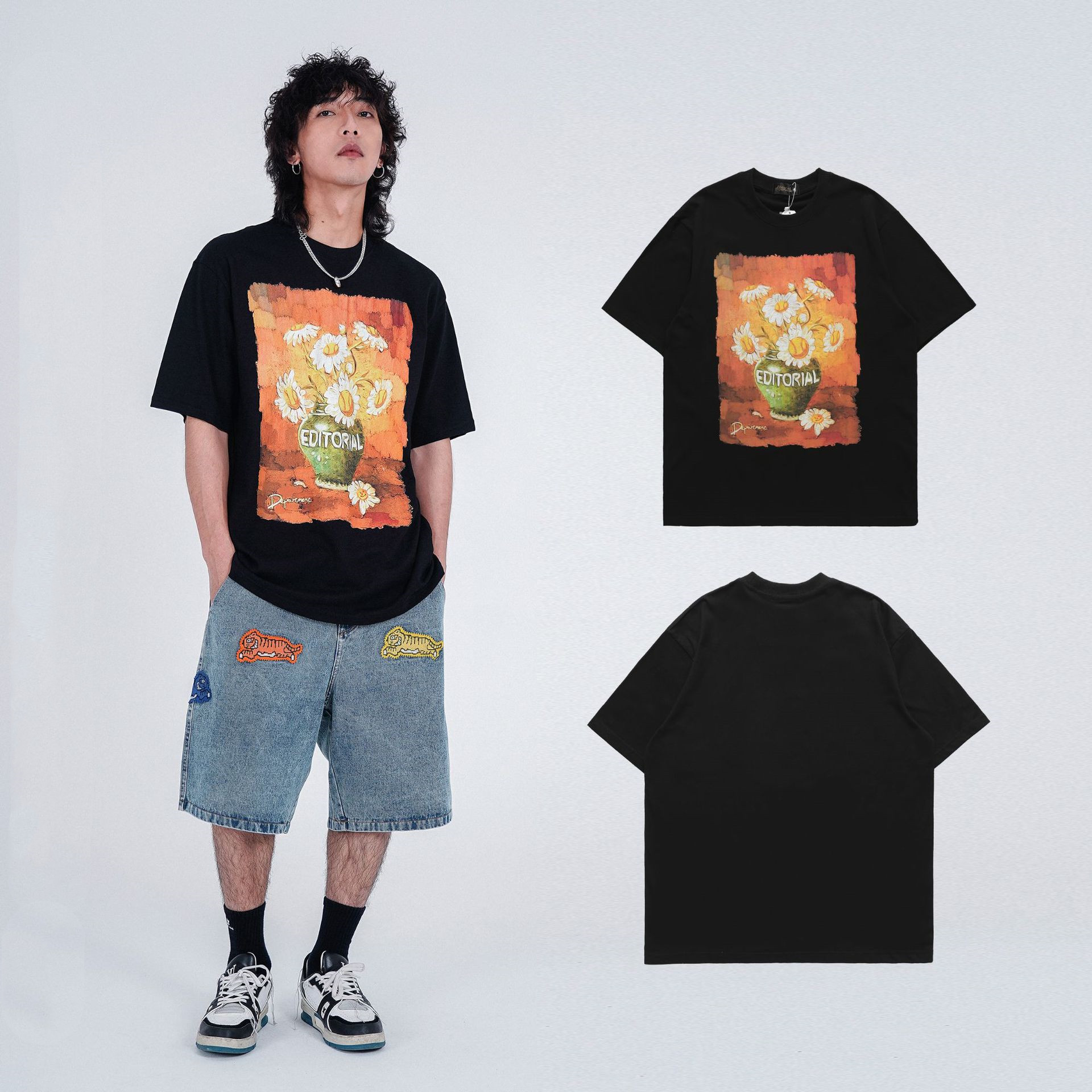 Men's And Women's Fashion Retro Style Short-sleeved T-shirt