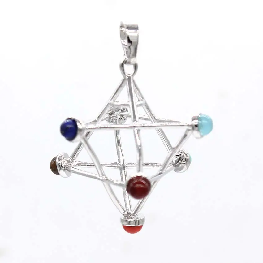 Three-dimensional Openwork Merkaba Hexagram Pendant Necklace