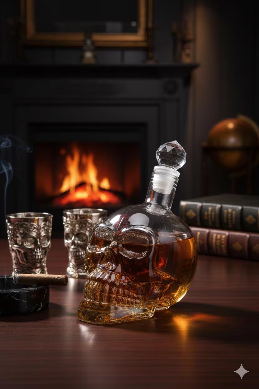 Crystal Skull Glass Bottle 350 Ml Whiskey Liquor Decanter Gift Carafe