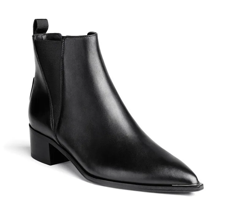Retro Simple Ladies Thick Heel Pointed Short Boots - Black